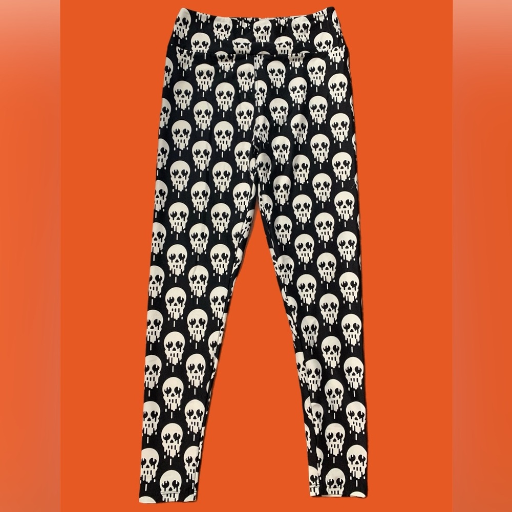 LuLaRoe HALLOWEEN Black and White Skull Leggings NEW